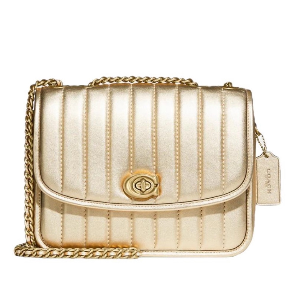 COACH GOLD METALLIC MADISON BAG PURSE